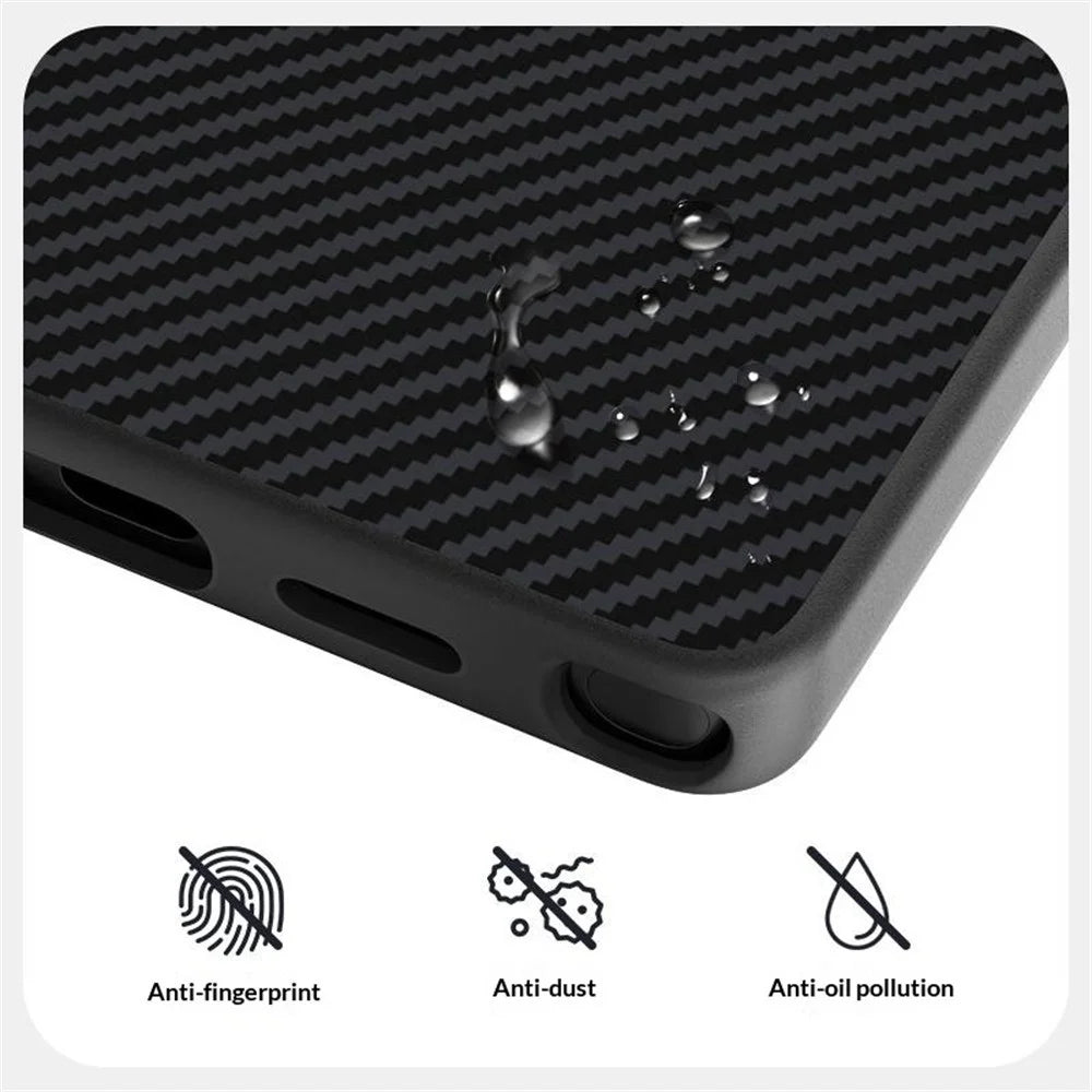 ABEEL For Samsung Galaxy S25 FE Magnetic Case Carbon Fiber Texture TPU PC PU Phone Back Cover - Black  /  Blue - 4