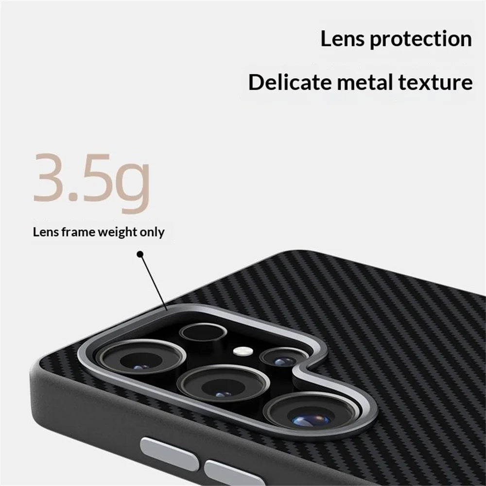 ABEEL For Samsung Galaxy S25 FE Magnetic Case Carbon Fiber Texture TPU PC PU Phone Back Cover - Black  /  Blue - 6
