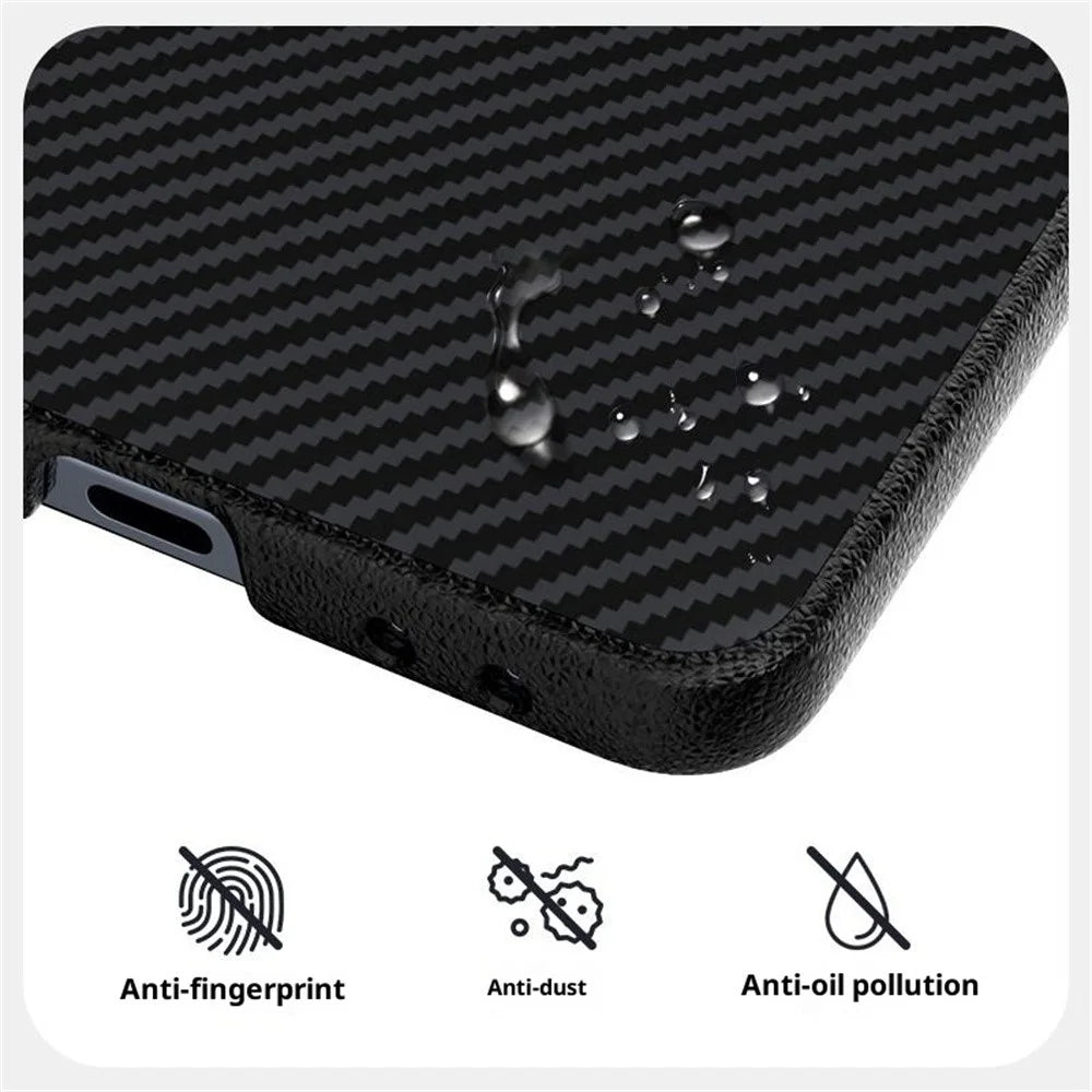 ABEEL For Samsung Galaxy Z Flip7 5G Magnetic Case Carbon Fiber Texture TPU PC PU Phone Back Cover - Black  /  Purple - 4