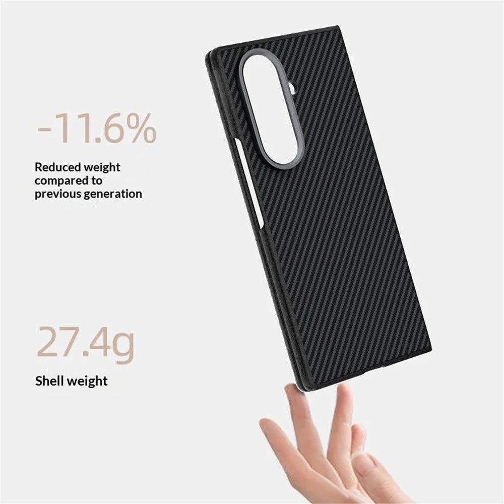 ABEEL For Samsung Galaxy Z Fold7 5G Magnetic Case Carbon Fiber Texture TPU PC PU Phone Back Cover - Black  /  Purple - 4