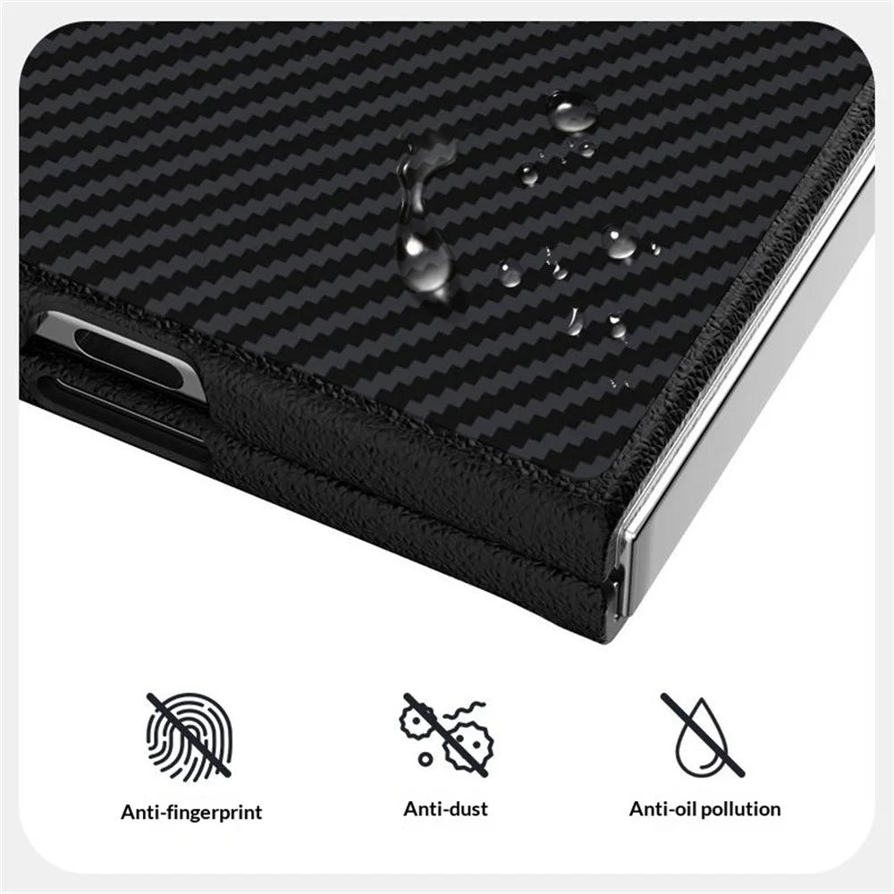 ABEEL For Samsung Galaxy Z Fold7 5G Magnetic Case Carbon Fiber Texture TPU PC PU Phone Back Cover - Black  /  Purple - 5