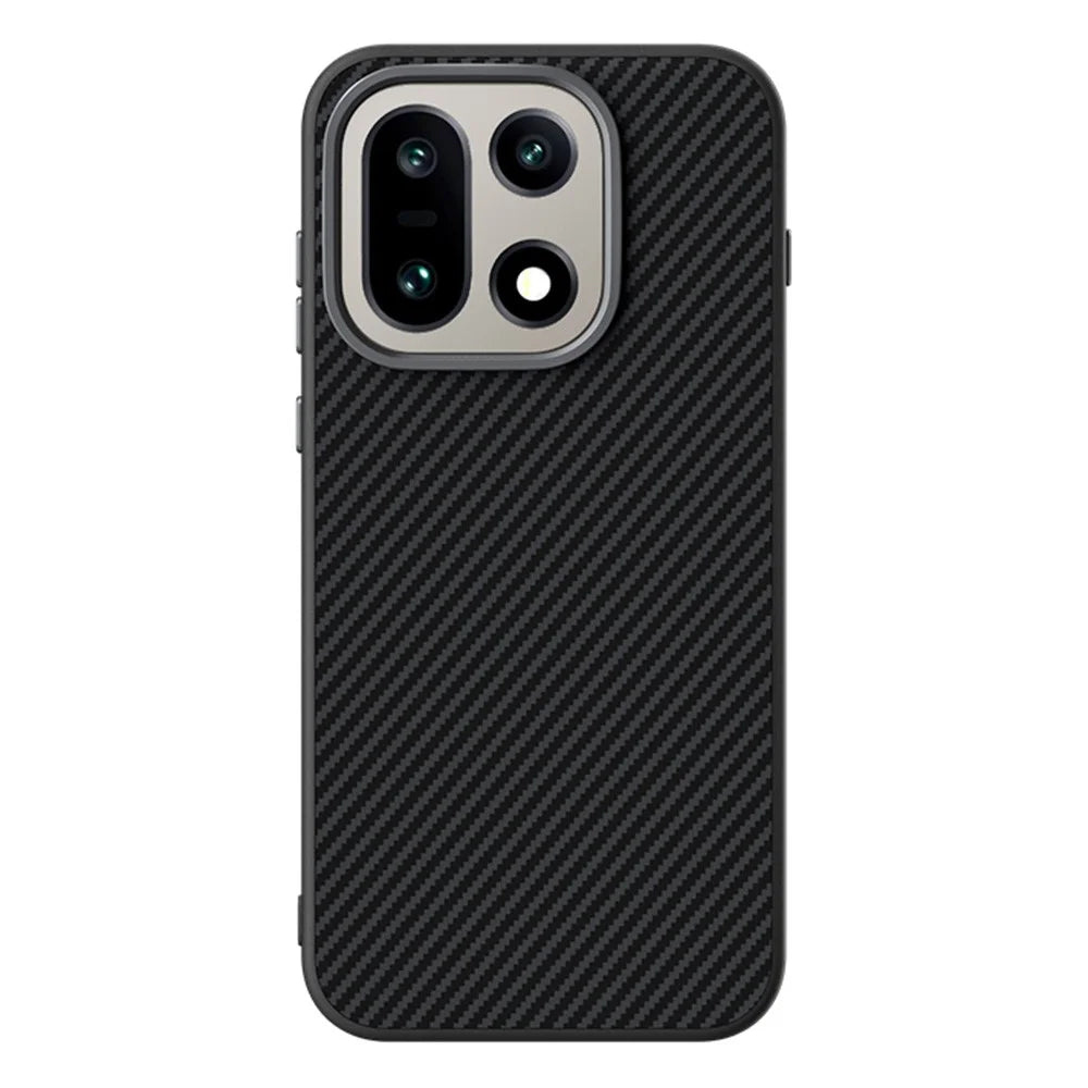 ABEEL For OnePlus 15 5G Magnetic Case Carbon Fiber Texture TPU PC PU Phone Back Cover - Black - 1
