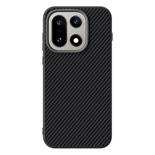 ABEEL For OnePlus 15 5G Magnetic Case Carbon Fiber Texture TPU PC PU Phone Back Cover - Black - 1