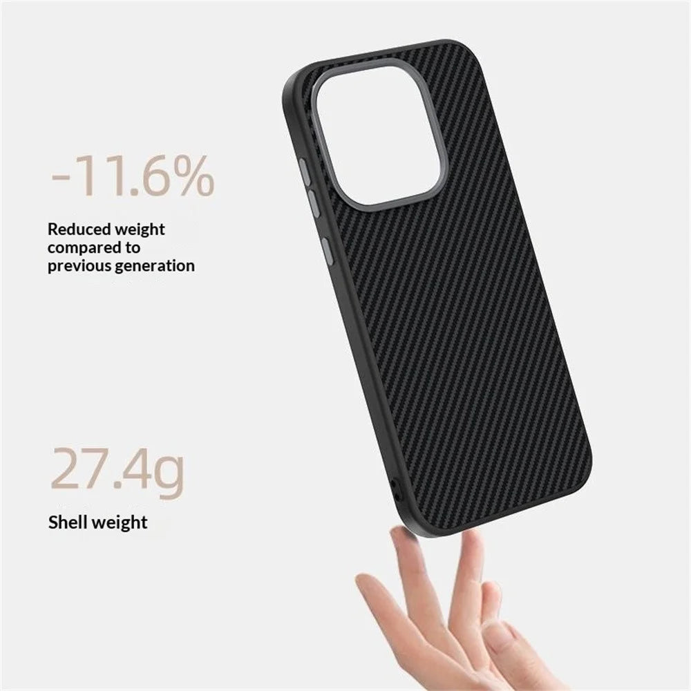 ABEEL For OnePlus 15 5G Magnetic Case Carbon Fiber Texture TPU PC PU Phone Back Cover - Black - 2