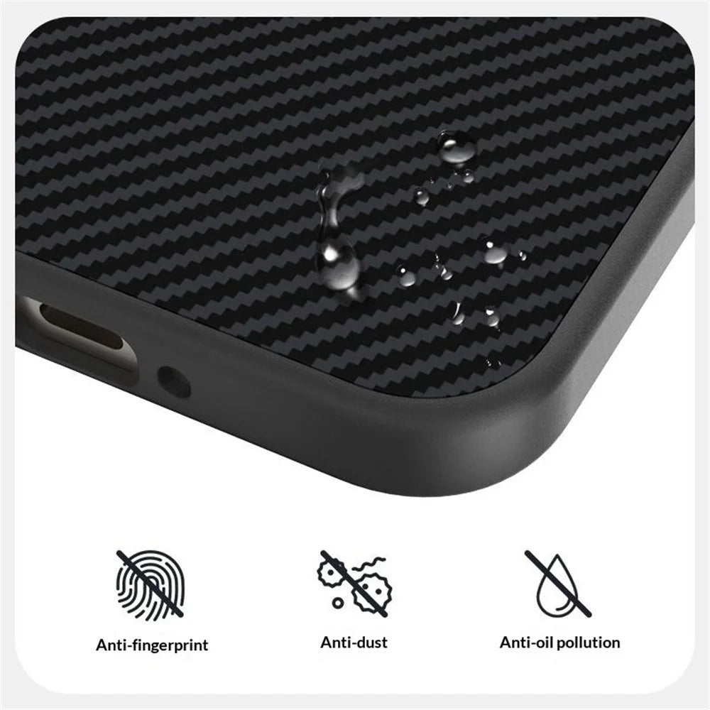 ABEEL For OnePlus 15 5G Magnetic Case Carbon Fiber Texture TPU PC PU Phone Back Cover - Black - 3