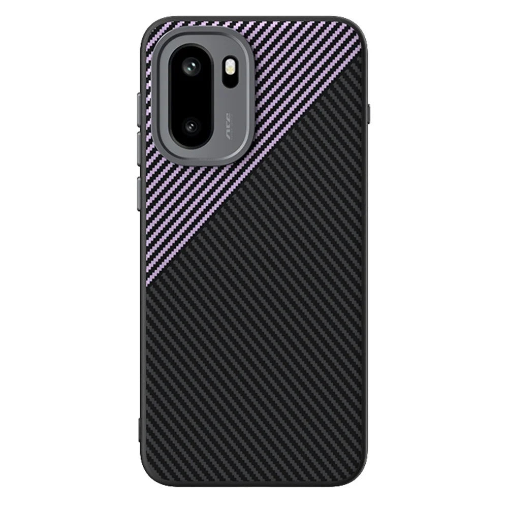 ABEEL For OnePlus 15R 5G / Ace 6T 5G Magnetic Case Carbon Fiber Texture TPU PC PU Phone Back Cover - Black  /  Purple - 1