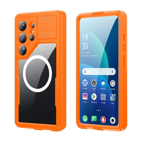 REDPEPPER For Samsung Galaxy S26 Ultra IP68 Waterproof Case Clear Magnetic Phone Cover - Orange - 1