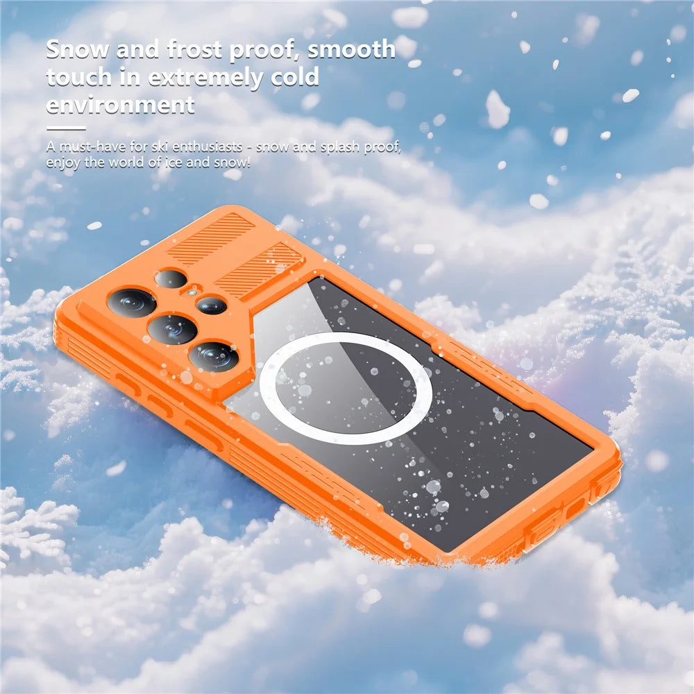 REDPEPPER For Samsung Galaxy S26 Ultra IP68 Waterproof Case Clear Magnetic Phone Cover - Orange - 6