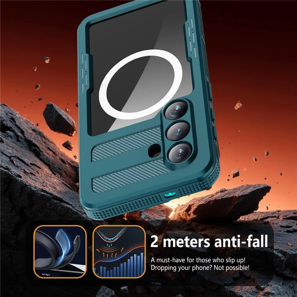 REDPEPPER For Samsung Galaxy S26 IP68 Waterproof Case Clear Magnetic Phone Cover - Blue - 5