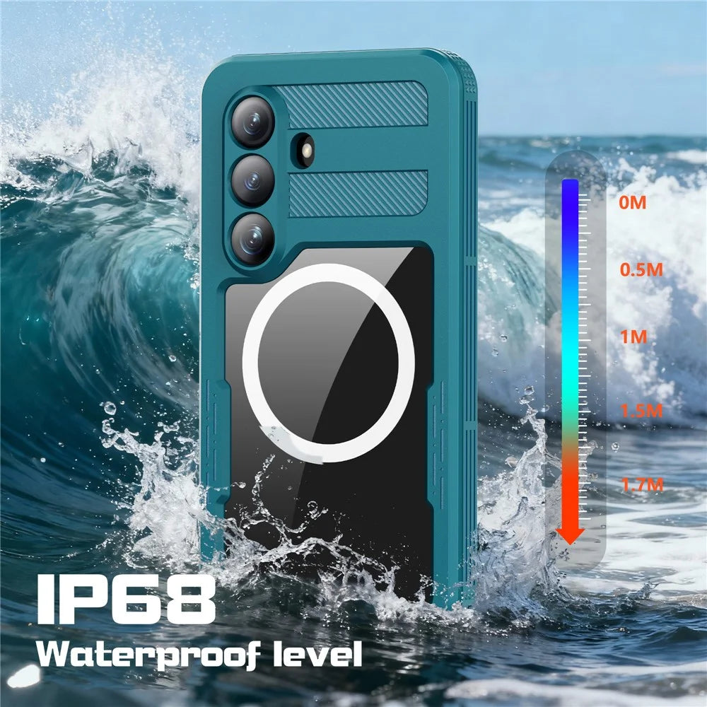 REDPEPPER For Samsung Galaxy S26 IP68 Waterproof Case Clear Magnetic Phone Cover - Blue - 6