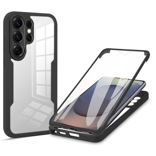 For Samsung Galaxy S26 Ultra Case Acrylic + TPU Clear Phone Cover with PET Screen Film - Black - 1