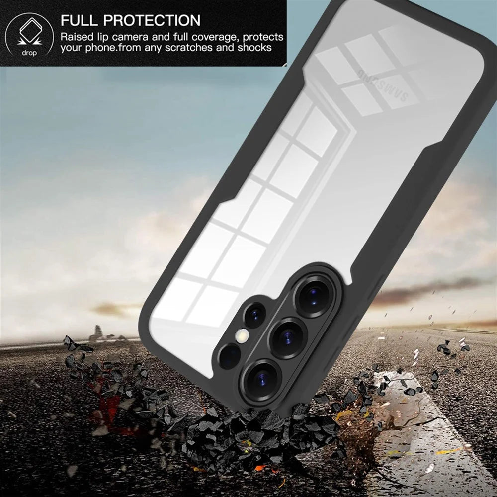 For Samsung Galaxy S26 Ultra Case Acrylic + TPU Clear Phone Cover with PET Screen Film - Black - 3