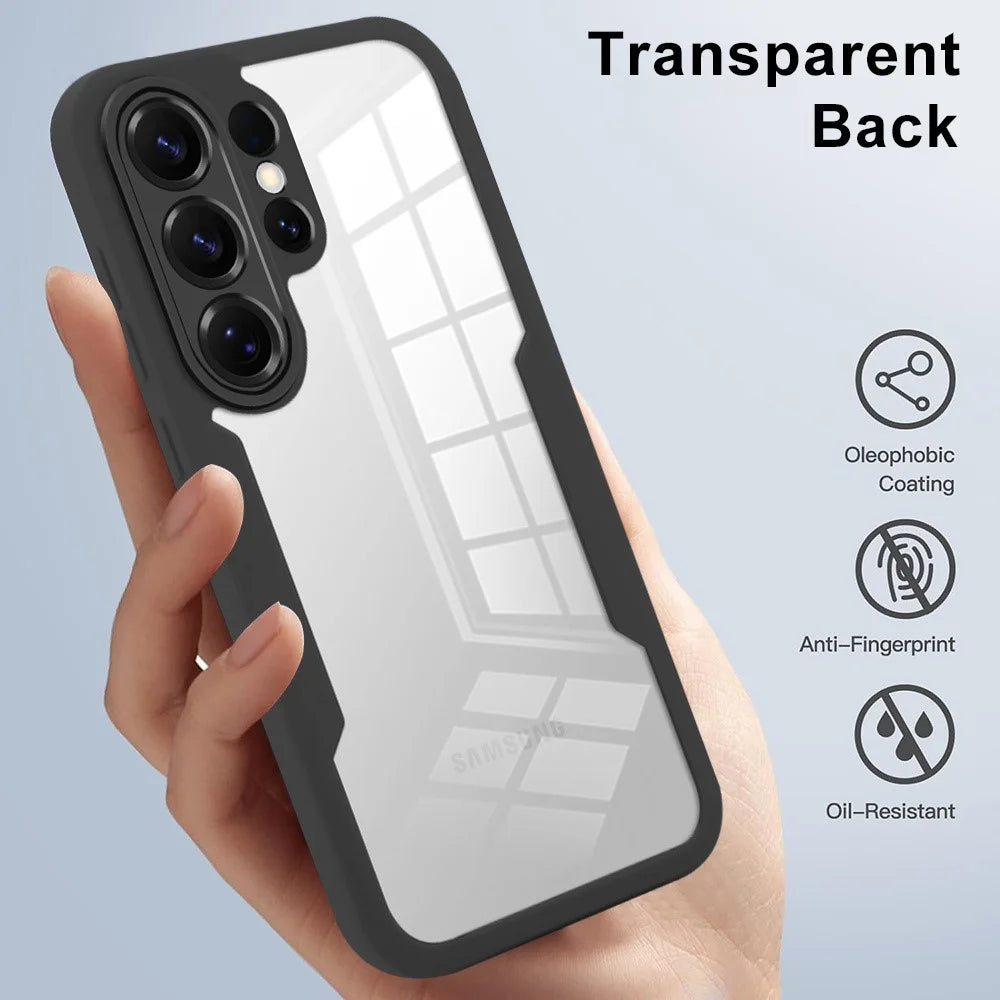 For Samsung Galaxy S26 Ultra Case Acrylic + TPU Clear Phone Cover with PET Screen Film - Black - 5