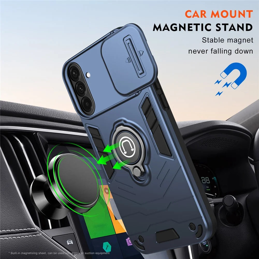 For Samsung Galaxy A37 5G Case Slide Camshield Kickstand PC + TPU Phone Cover - Blue - 3