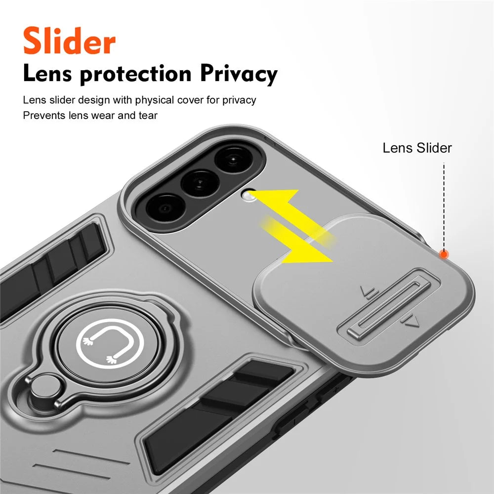 For Samsung Galaxy A57 5G Case Slide Camshield Kickstand PC + TPU Phone Cover - Grey - 2