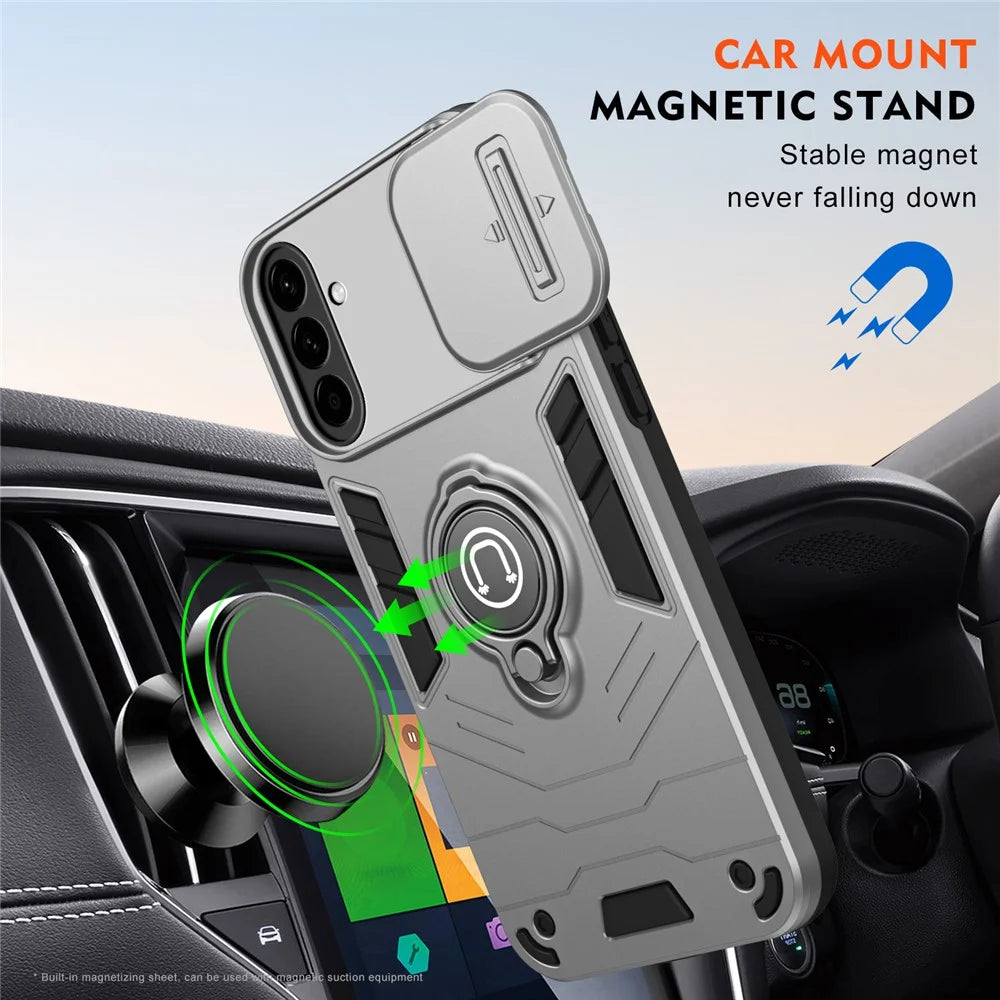 For Samsung Galaxy A57 5G Case Slide Camshield Kickstand PC + TPU Phone Cover - Grey - 3