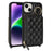 For iPhone 14 Plus Case Ring Holder Zipper Pocket Kickstand Leather Back Phone Cover with Shoulder Strap - Black - 1