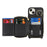 For iPhone 14 Plus Case Ring Holder Zipper Pocket Kickstand Leather Back Phone Cover with Shoulder Strap - Black - 4