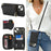 For iPhone 14 Plus Case Ring Holder Zipper Pocket Kickstand Leather Back Phone Cover with Shoulder Strap - Black - 5
