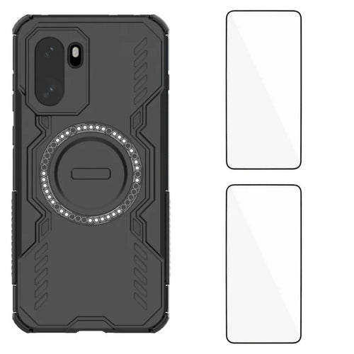 WANLONFENG For OnePlus Ace 6 5G / OnePlus Ace 6T 5G / OnePlus 15R 5G Magnetic Case  DJ Series PC TPU Phone Cover with 2Pcs Tempered Glass Film - Black - 1