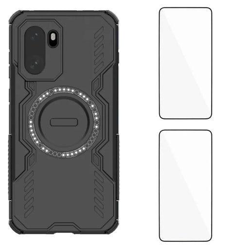 WANLONFENG For OnePlus Ace 6 5G / OnePlus Ace 6T 5G / OnePlus 15R 5G Magnetic Case  DJ Series PC TPU Phone Cover with 2Pcs Tempered Glass Film - Black - 1
