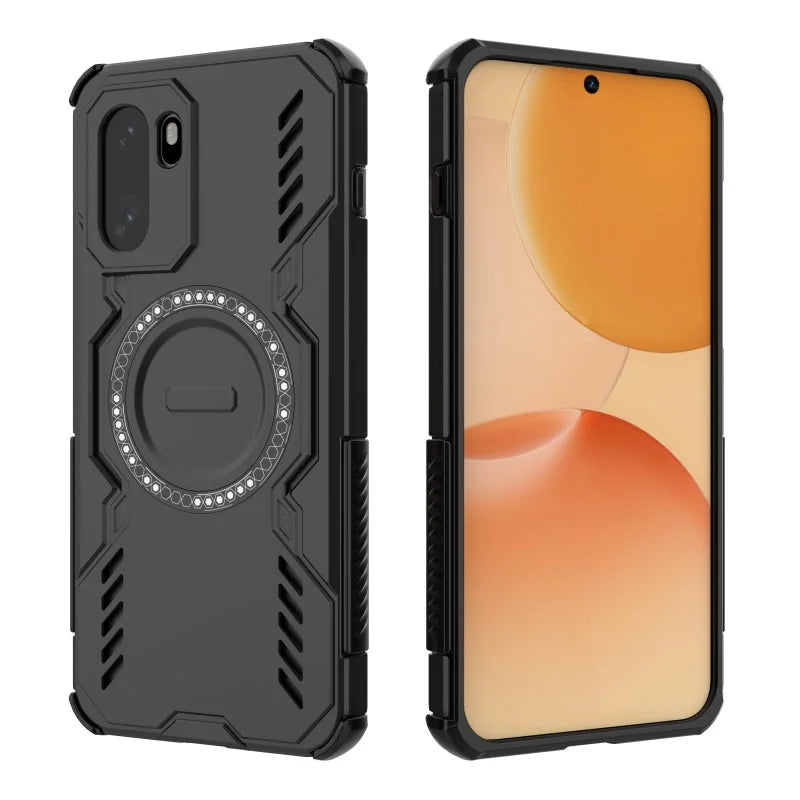 WANLONFENG For OnePlus Ace 6 5G / OnePlus Ace 6T 5G / OnePlus 15R 5G Magnetic Case  DJ Series PC TPU Phone Cover with 2Pcs Tempered Glass Film - Black - 3