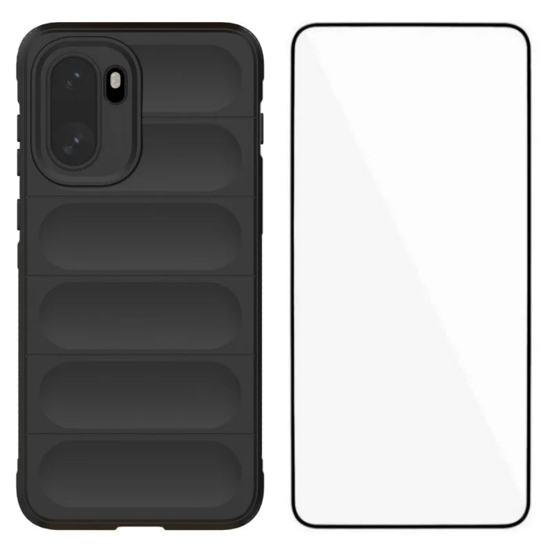 WANLONFENG For OnePlus Ace 6 5G / OnePlus Ace 6T 5G / OnePlus 15R 5G TPU Case  HD Series Anti Slip Phone Cover with Tempered Glass - Black - 1