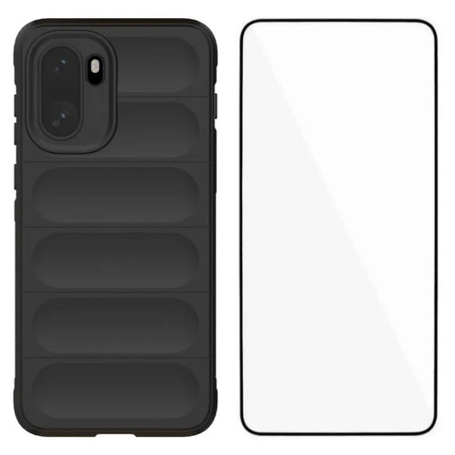WANLONFENG For OnePlus Ace 6 5G / OnePlus Ace 6T 5G / OnePlus 15R 5G TPU Case  HD Series Anti Slip Phone Cover with Tempered Glass - Black - 1