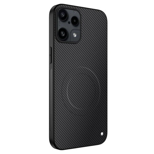 WANLONFENG For Nothing Phone (3a) Lite 5G  TQ Series Magnetic Case Carbon Fiber Texture PC TPU Phone Cover (Big Lens Hole) - Black - 1
