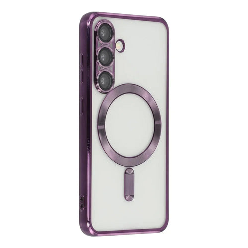 For Samsung Galaxy S26+ Magnetic Case CD Veins Glass Lens Guard TPU Phone Back Cover - Purple - 1