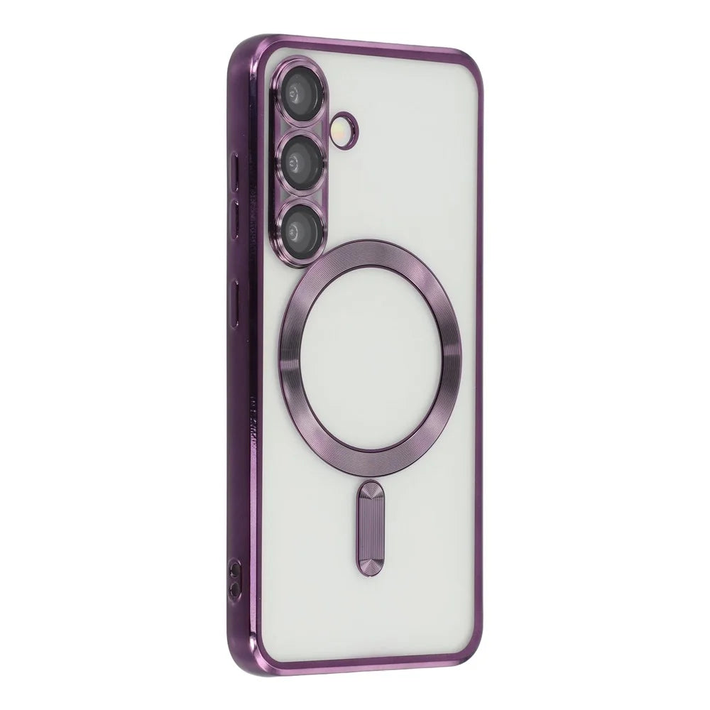 For Samsung Galaxy S26 Magnetic Case CD Veins Glass Lens Guard TPU Phone Back Cover - Purple - 1