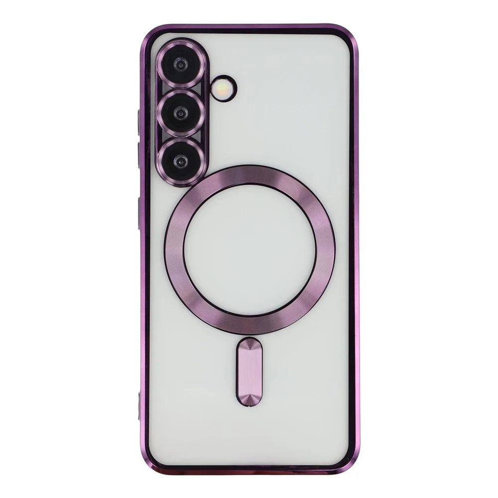 For Samsung Galaxy S26 Magnetic Case CD Veins Glass Lens Guard TPU Phone Back Cover - Purple - 3