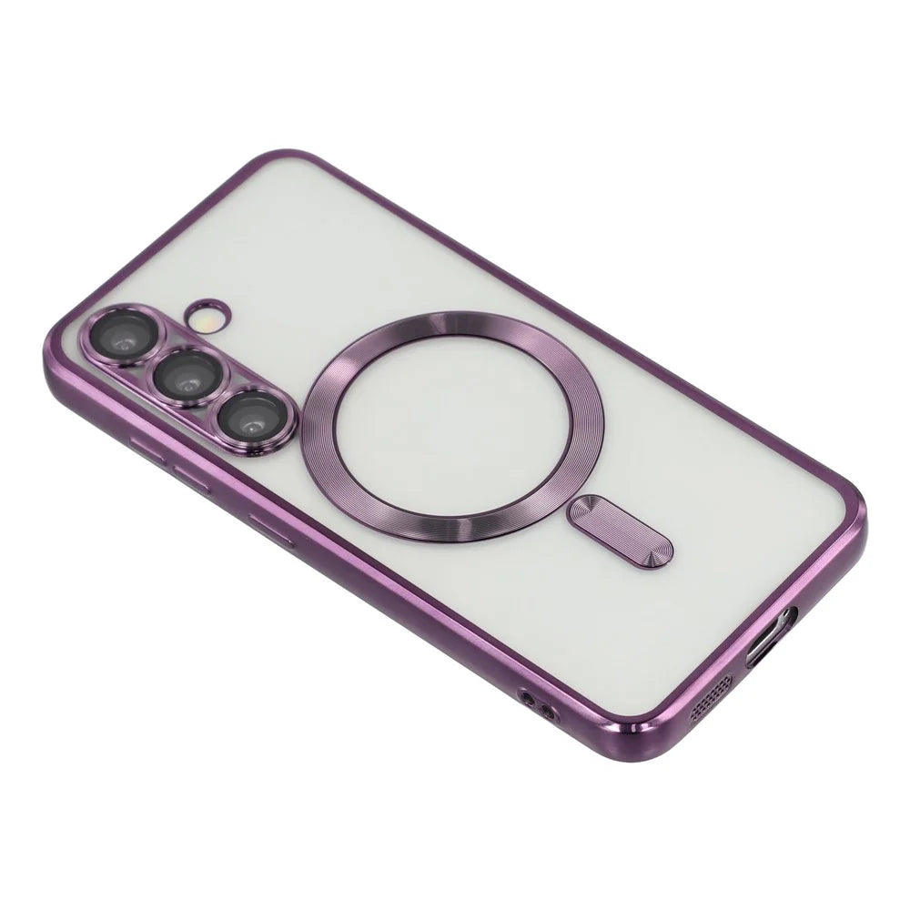 For Samsung Galaxy S26 Magnetic Case CD Veins Glass Lens Guard TPU Phone Back Cover - Purple - 4