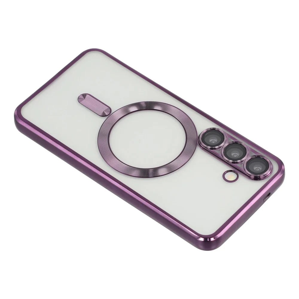 For Samsung Galaxy S26 Magnetic Case CD Veins Glass Lens Guard TPU Phone Back Cover - Purple - 5