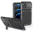R-JUST Phone Case Kickstand For iPhone 14  Silicone + Metal Phone Cover with Tempered Glass Screen Protector - Black - 1