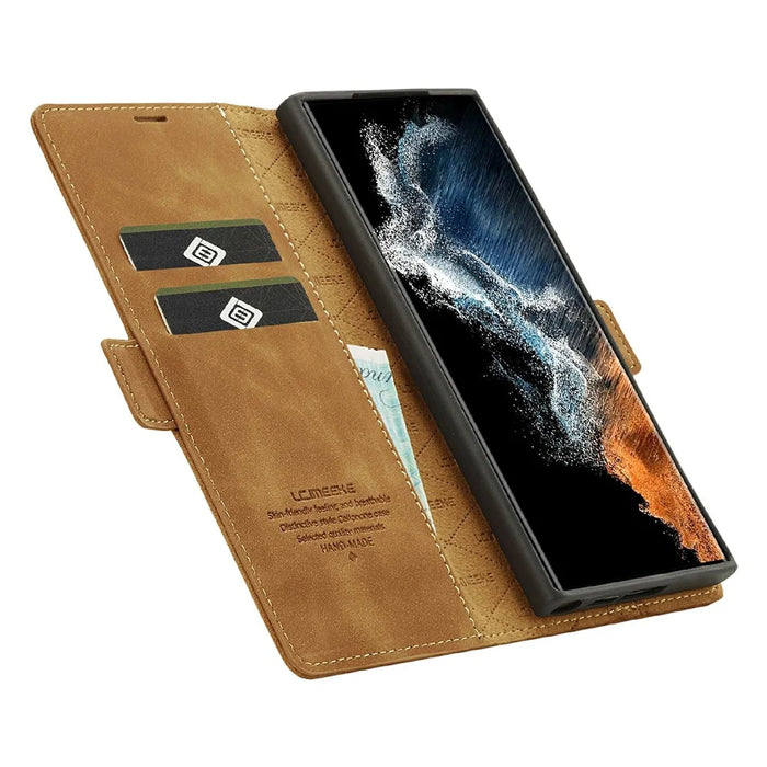 LC.IMEEKE For Samsung Galaxy S26 Ultra Case Wallet Microfiber Leather Phone Cover - Brown - 2