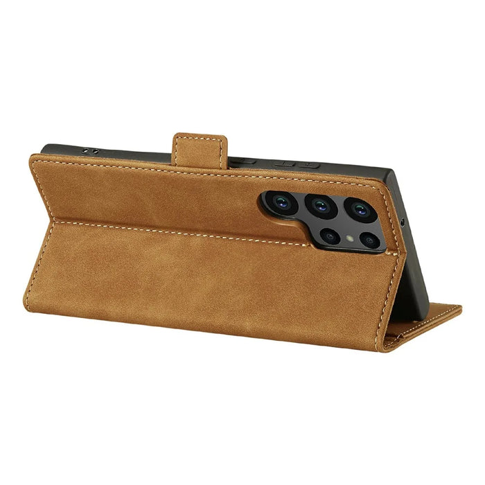 LC.IMEEKE For Samsung Galaxy S26 Ultra Case Wallet Microfiber Leather Phone Cover - Brown - 4