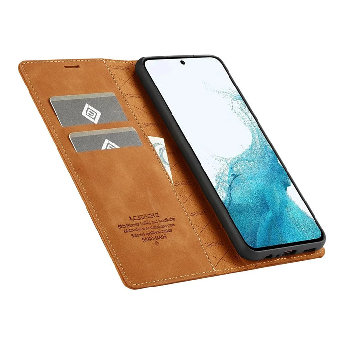 LC.IMEEKE For Samsung Galaxy A37 5G Case Wallet Microfiber Leather Phone Cover - Brown - 2