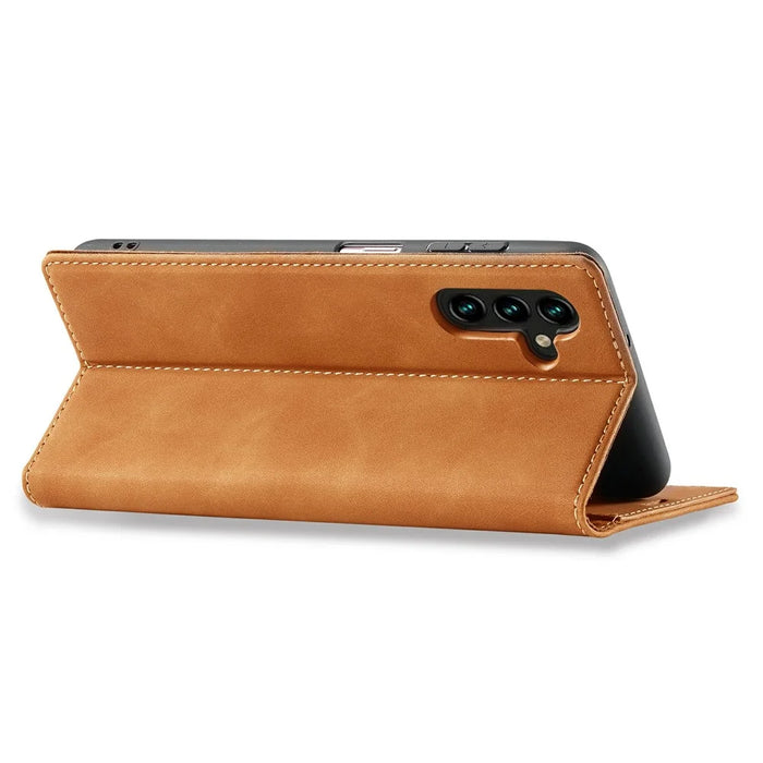 LC.IMEEKE For Samsung Galaxy A37 5G Case Wallet Microfiber Leather Phone Cover - Brown - 3