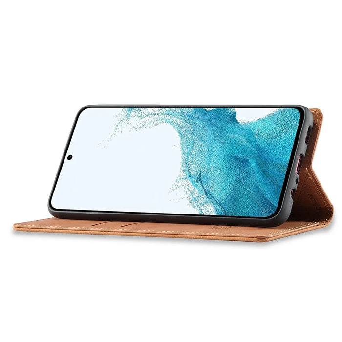 LC.IMEEKE For Samsung Galaxy A37 5G Case Wallet Microfiber Leather Phone Cover - Brown - 4