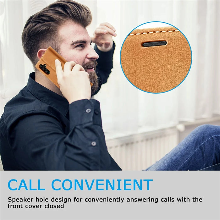 LC.IMEEKE For Samsung Galaxy A37 5G Case Wallet Microfiber Leather Phone Cover - Brown - 6