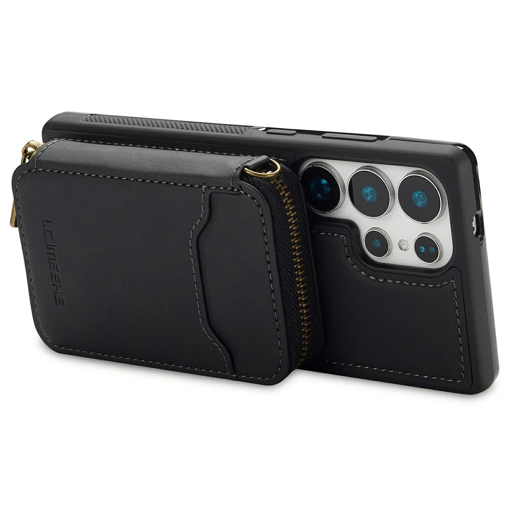 LC.IMEEKE L6 For Samsung Galaxy S26 Ultra Magnetic Case Detachable Zipper Wallet Leather Coated PC + TPU Phone Cover - Black - 2