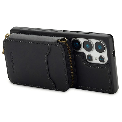 LC.IMEEKE L6 For Samsung Galaxy S26 Ultra Magnetic Case Detachable Zipper Wallet Leather Coated PC + TPU Phone Cover - Black - 2