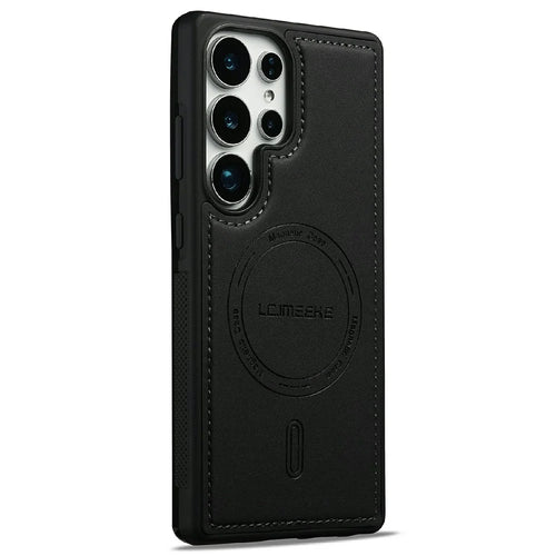 LC.IMEEKE L6 For Samsung Galaxy S26 Ultra Magnetic Case PU Leather Coated PC TPU Phone Cover - Black - 1