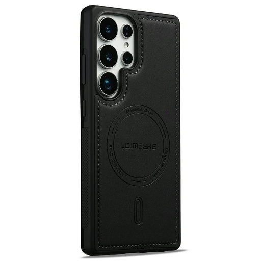 LC.IMEEKE L6 For Samsung Galaxy S26 Ultra Magnetic Case PU Leather Coated PC TPU Phone Cover - Black - 1