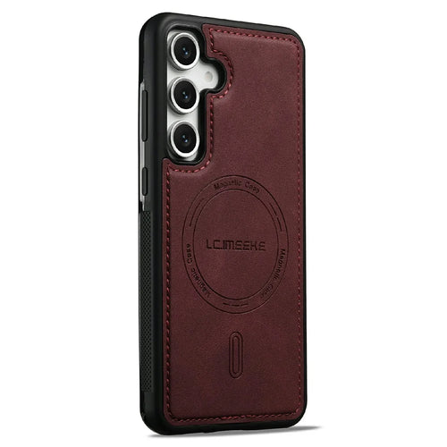 LC.IMEEKE L6 For Samsung Galaxy A57 5G Magnetic Case PU Leather Coated PC TPU Phone Cover - Red - 1