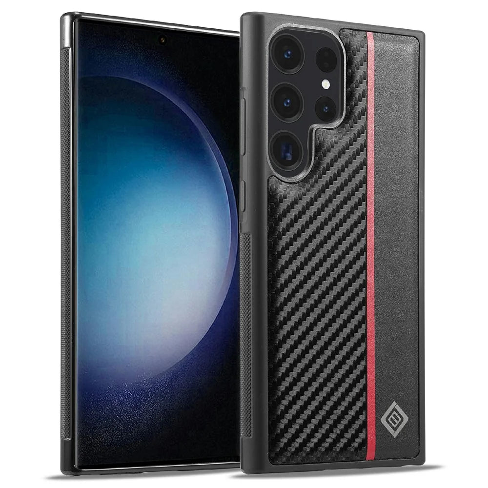 LC.IMEEKE For Samsung Galaxy S26 Ultra Case Carbon Fiber Texture Leather + TPU + EVA Phone Cover - 1