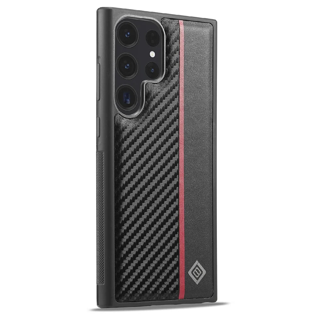 LC.IMEEKE For Samsung Galaxy S26 Ultra Case Carbon Fiber Texture Leather + TPU + EVA Phone Cover - 5