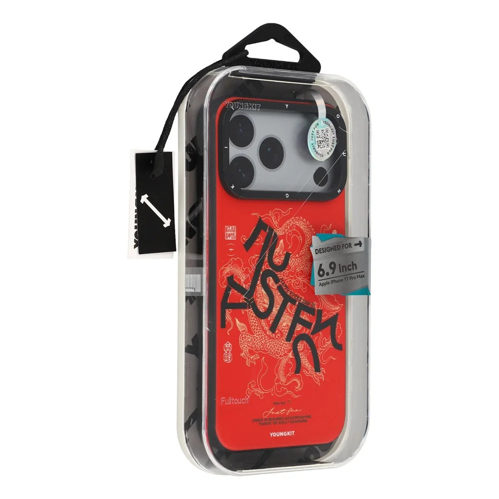 YOUNGKIT Loong Horse Spirit Series For iPhone 17 Pro Max Magnetic Case Skin Touch TPU PC Phone Cover - Red - 7