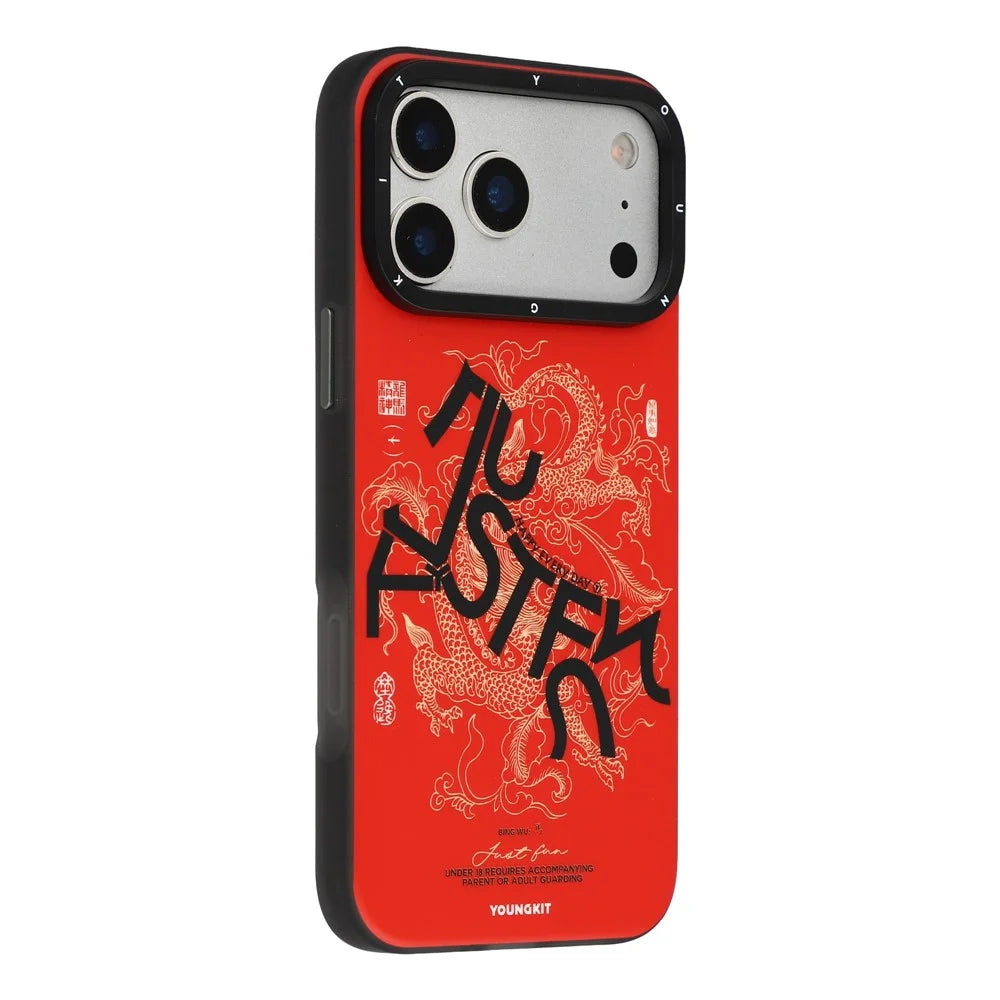 YOUNGKIT Loong Horse Spirit Series For iPhone 17 Pro Magnetic Case Skin Touch TPU PC Phone Cover - Red - 1